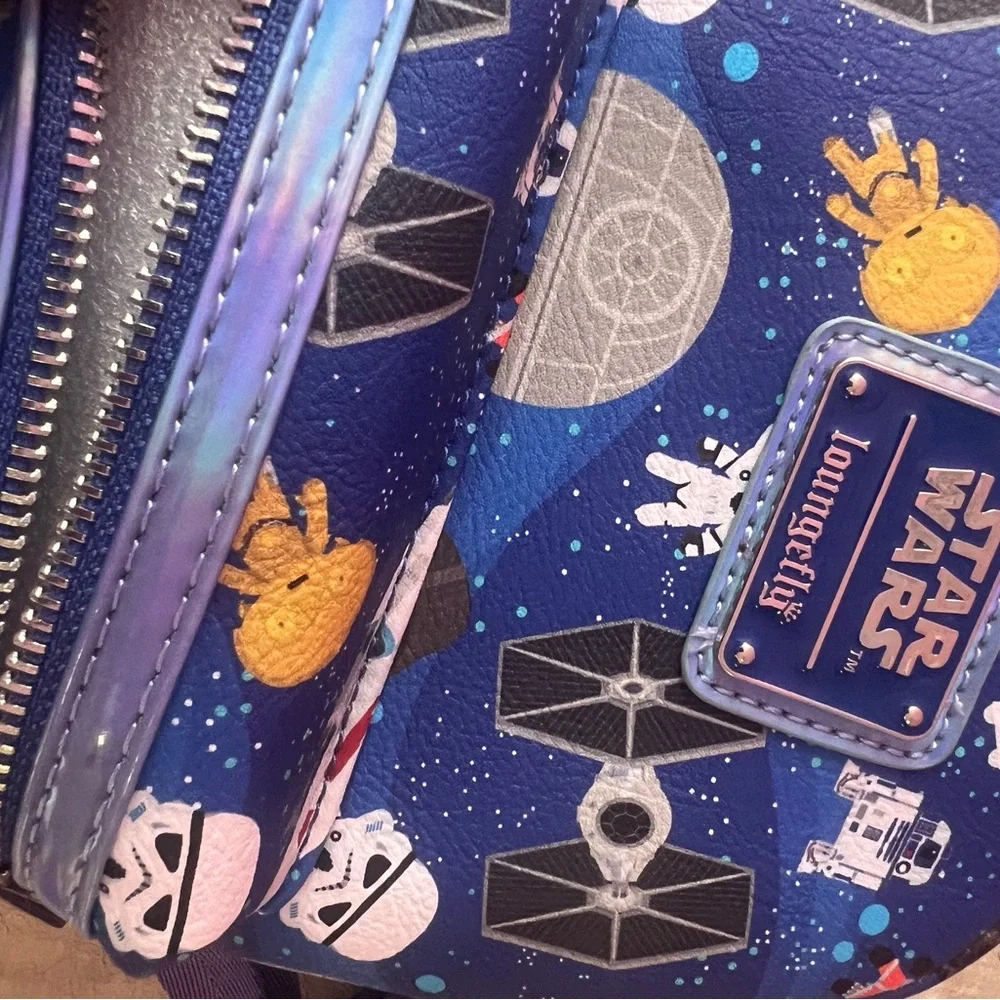 Star Wars Loungefly Chibi AOP Mini Backpack Death Star Disney Parks NWT